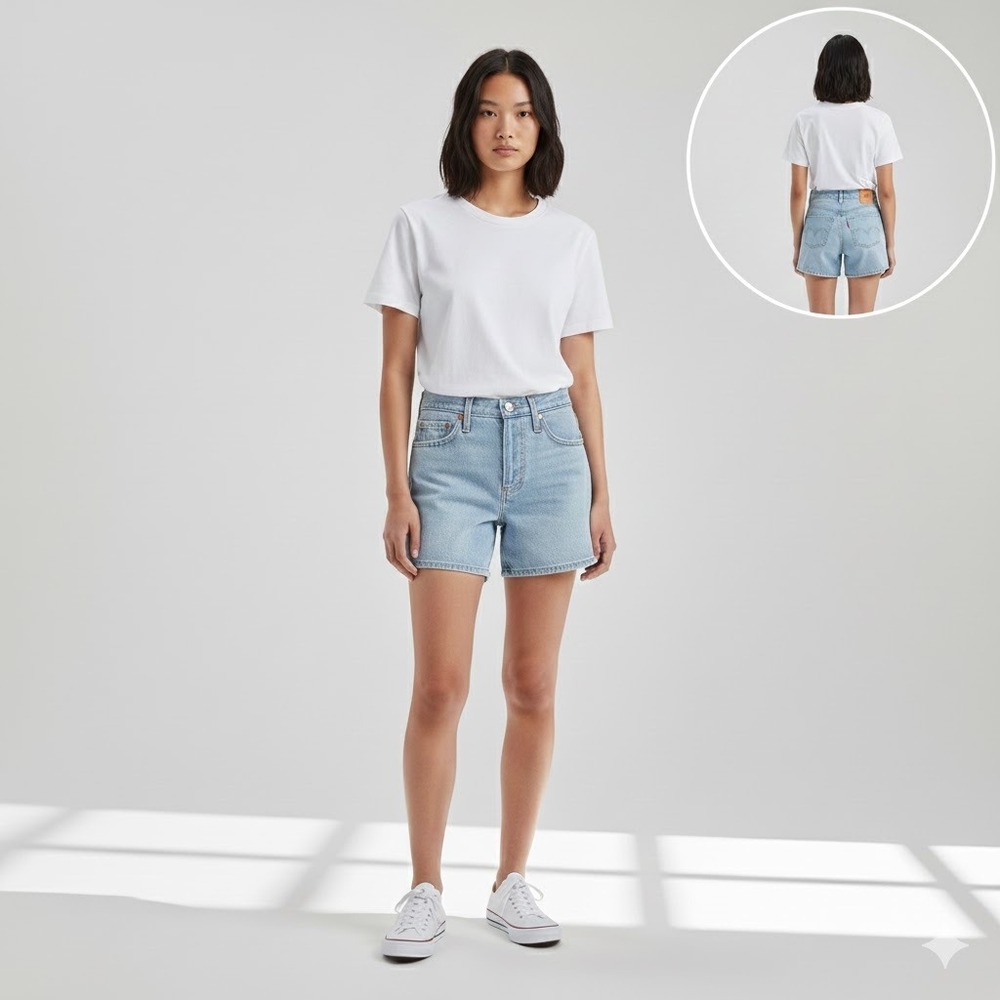 Levi's 501 Womens Size 24 Light Wash Denim Shorts High Rise Button Fly Mid Thigh